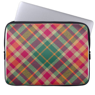 Grön röd gul skotsk Tartan Plaid Laptop Fodral