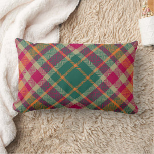 Grön Röd Gul Skotsk Tartan Plaid Lumbarkudde