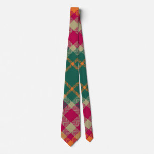 Grön röd gul skotsk Tartan Plaid Slips
