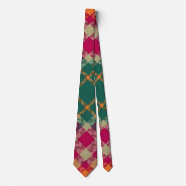 Grön röd gul skotsk Tartan Plaid Slips (Framsida)