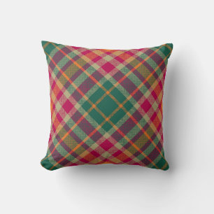 Grön Röd Gul Skotsk Tartan Rutig Kudde