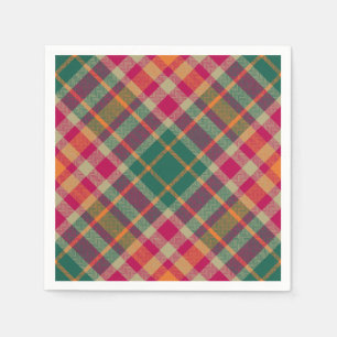 Grön Röd Gul Skotsk Tartan Rutig Pappersservett