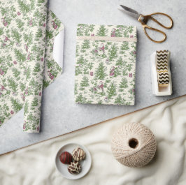 Grön & Röd Jul Santa Toile Presentpapper