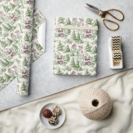 Grön & Röd Jul Santa Toile Presentpapper