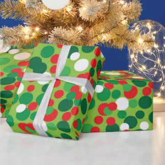 Grön & Röd Jul Vinter Högtid Prickar Presentpapper