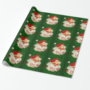 Grön röd jultomten Ho Ho Ho som slår in papper Presentpapper
