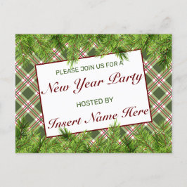 Grön röd karor Nyår julfest Inbjudan Postkort
