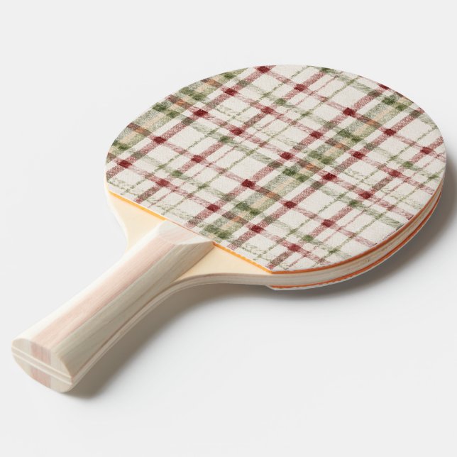 Grön röd kräm randig pläd födelsedag pingisracket (Frontvinkel)