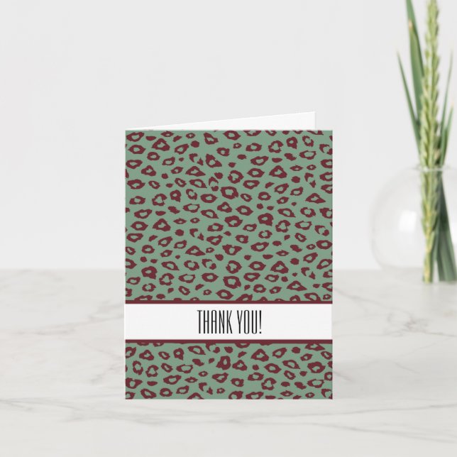 Grön Röd Leopardtryck Print Tack Kort (Framsida)