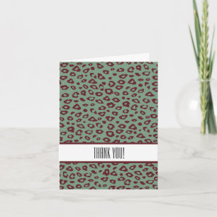 Grön Röd Leopardtryck Print Tack Kort