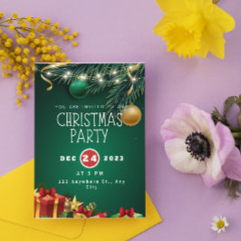 Grön Röd Modern Julfestinladan Julkort