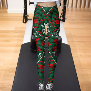 Grön Röd Mönster Ultra Mjuk Julpresent för Kvinnor Leggings