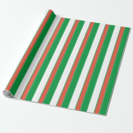 Grön, röd och vitrandig presentpapper