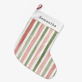 Grön Röd Rosa Randiga Jul Stor Julstrumpa