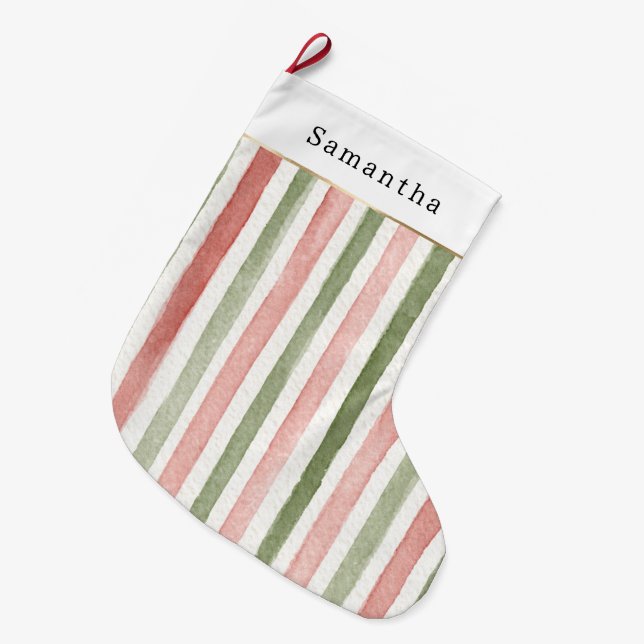 Grön Röd Rosa Randiga Jul Stor Julstrumpa (Framsidan (Hängande))