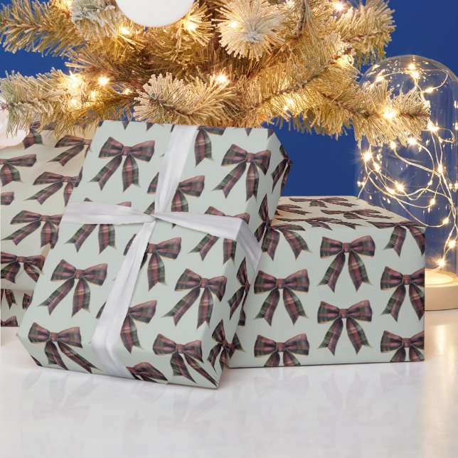 Grön röd rutig rand jul presentpapper (Helgdagar)