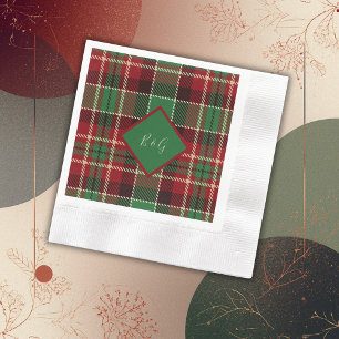 grön röd svart skotsk celtisk tartan bröllop pappersservett