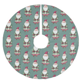 Grön Röd Tall God Jul Tomte Julgransmatta Borstad Polyester