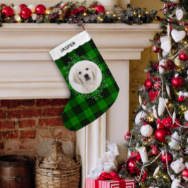 Grön röd Tartan-rutig vinterkrans Husdjur Hund Fot Liten Julstrumpa