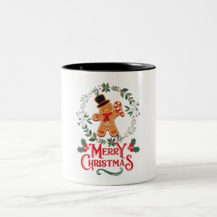 Grön Röd Tecknad Söt Gingerbread Karaktär Två-Tonad Mugg