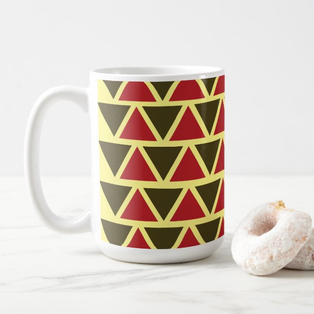 Grön Röd Triangel Geometrisk Kaffemugg (Med munk)