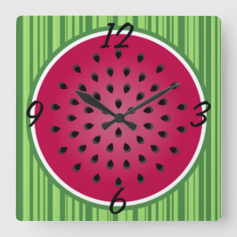 Grön röd vattenmelon design fyrkantig klocka
