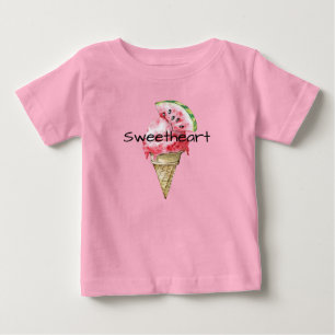 Grön Röd Vattenmelon Glasskon Älskling T Shirt