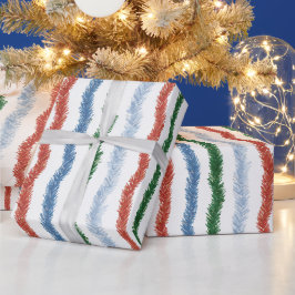 Grön Röd Vit Karo Ränder Jul Presentpapper