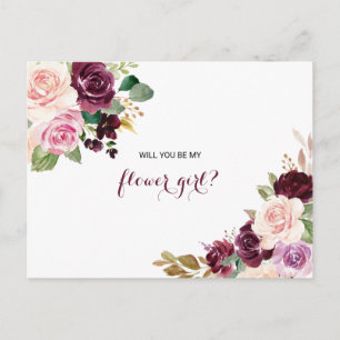 Grön Röda Vinbärsrosor Blommande Flower Girl Inbjudan Vykort
