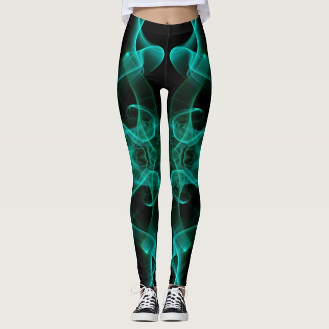 Grön rök Symmetrisk minimalistisk svart Leggings (Framsida)