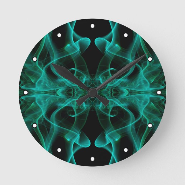 Grön rök Symmetrisk minimalistisk svart Rund Klocka (Framsida)