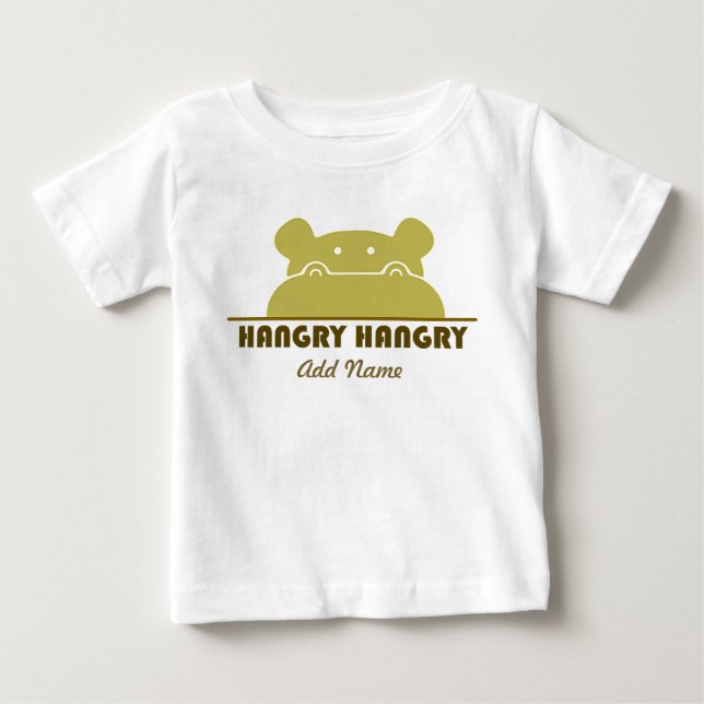 Grön rolig gullig hungrig Hangry flodhäst T Shirt (Framsida)