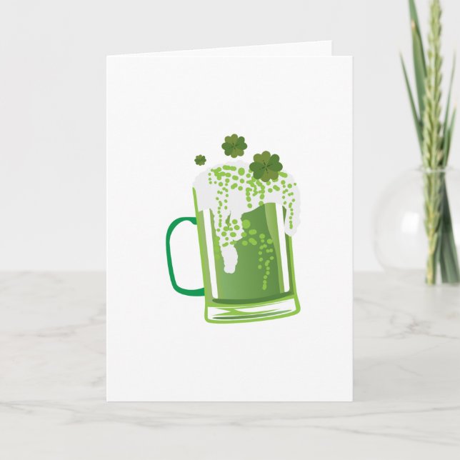 Grön rolig ölst patrick's day kort (Framsida)