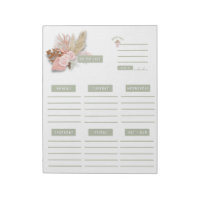 Grön Rosa Blommig Boho Veckoschema Kalender