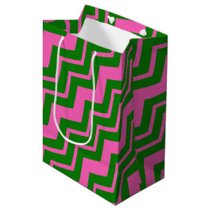 Grön Rosa Chevron Sicksack Design