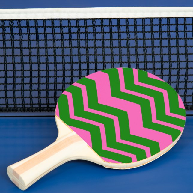 Grön Rosa Chevron Sicksack Design  Pingisracket (Insitu)