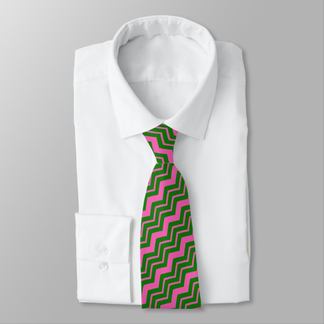 Grön Rosa Chevron Sicksack Design  Slips (Bunden)