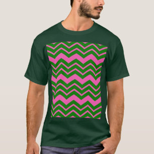 Grön Rosa Chevron Sicksack Design T Shirt