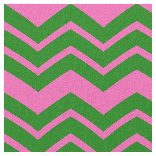 Grön Rosa Chevron Sicksack Design  Tyg (Närbild)