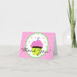Grön Rosa Cupcake Prickar Födelsedag Tack Kort