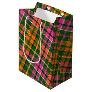 Grön Rosa Orange Plaid Rutig Design