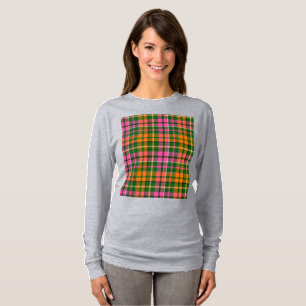 Grön Rosa Orange Rutig Tartan Design T Shirt