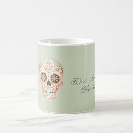 Grön Rosa Socker Skalle Día de los Muertos Kaffemugg