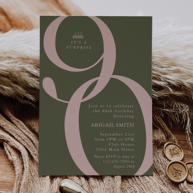 Grön Rosa Ssh Det är en överraskningsfest för 90-å Inbjudningar (Skapare uppladdad)