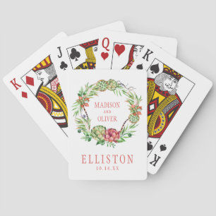 Grön & rosa suckulent som för vintageblommigt spel kort