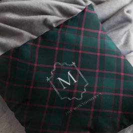 Grön & Rosa Tartan | Jul med eget monogram Kudde