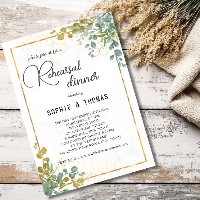 Grön rustik eucalyptus repetition inbjudningar (Skapare uppladdad)