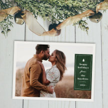 Grön Rustik Julkort med Trästruktur Fotografi
