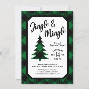 Grön Rutat Jingle och Mingle Julfest Inbjudningar