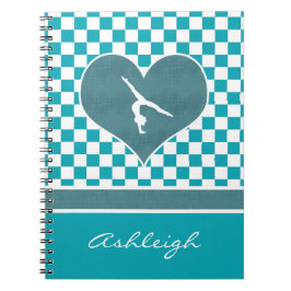 Grön rutig gymnastik för kricka med monogramen anteckningsbok med spiral